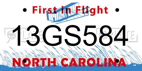 13GS584 North Carolina License Plate
