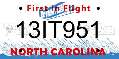 13IT951 North Carolina License Plate