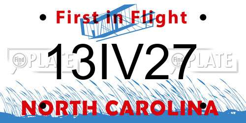 13IV27 North Carolina License Plate