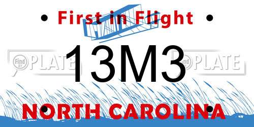 13M3 North Carolina License Plate