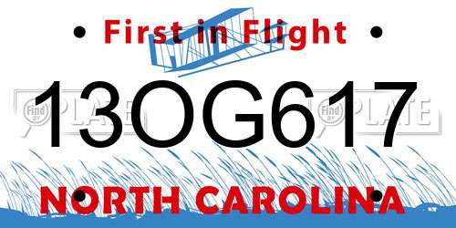 13OG617 North Carolina License Plate