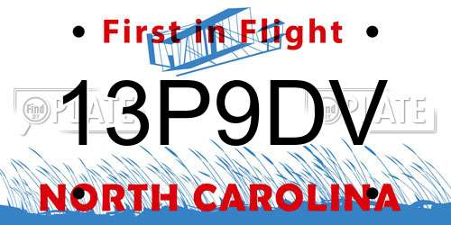 13P9DV North Carolina License Plate