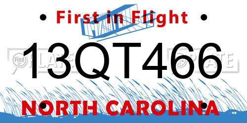 13QT466 North Carolina License Plate