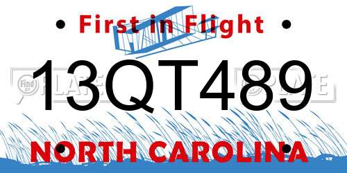 13QT489 North Carolina License Plate