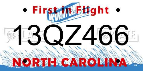 13QZ466 North Carolina License Plate