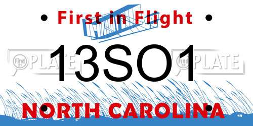 13SO1 North Carolina License Plate