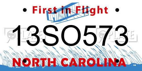 13SO573 North Carolina License Plate
