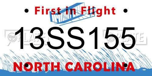 13SS155 North Carolina License Plate
