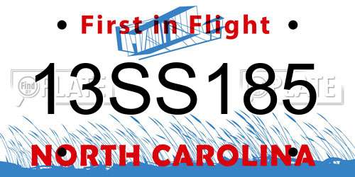 13SS185 North Carolina License Plate