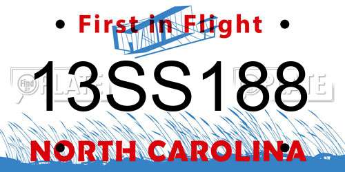 13SS188 North Carolina License Plate