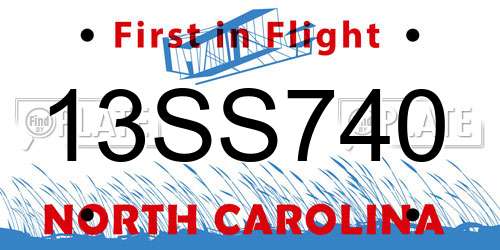 13SS740 North Carolina License Plate