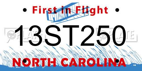 13ST250 North Carolina License Plate