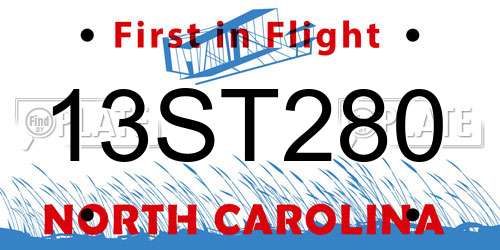 13ST280 North Carolina License Plate