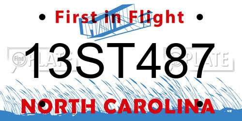 13ST487 North Carolina License Plate