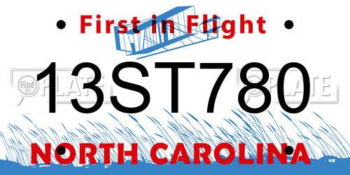 13ST780 North Carolina License Plate