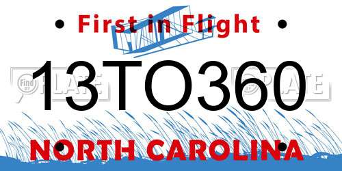 13TO360 North Carolina License Plate