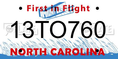 13TO760 North Carolina License Plate