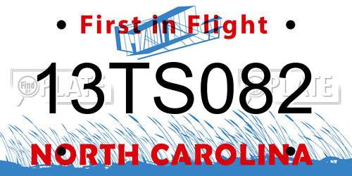 13TS082 North Carolina License Plate
