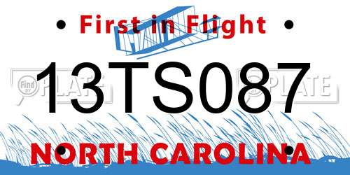 13TS087 North Carolina License Plate
