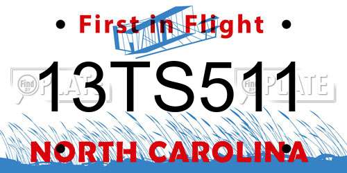 13TS511 North Carolina License Plate