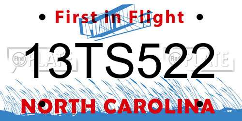 13TS522 North Carolina License Plate