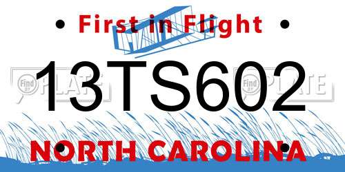 13TS602 North Carolina License Plate
