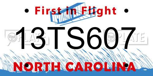 13TS607 North Carolina License Plate