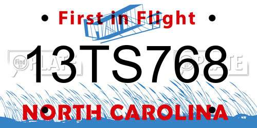 13TS768 North Carolina License Plate