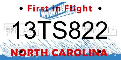 13TS822 North Carolina License Plate
