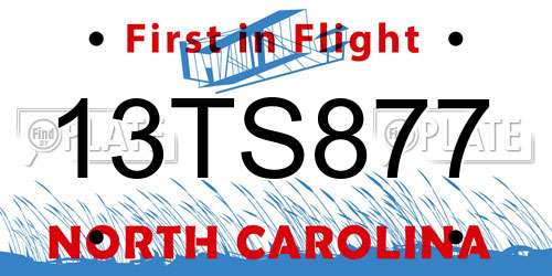 13TS877 North Carolina License Plate