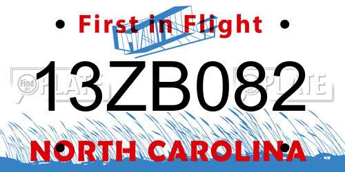 13ZB082 North Carolina License Plate