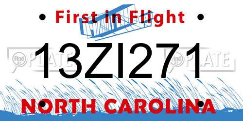 13ZI271 North Carolina License Plate