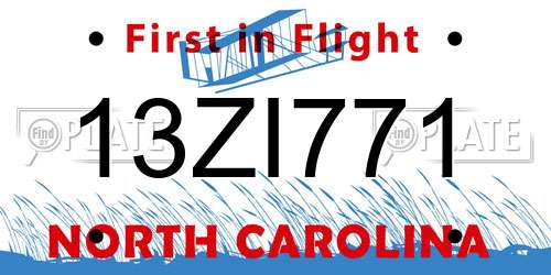 13ZI771 North Carolina License Plate