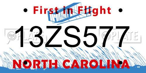 13ZS577 North Carolina License Plate