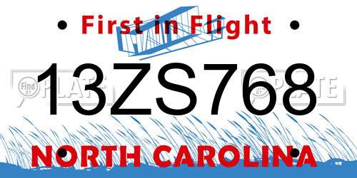 13ZS768 North Carolina License Plate