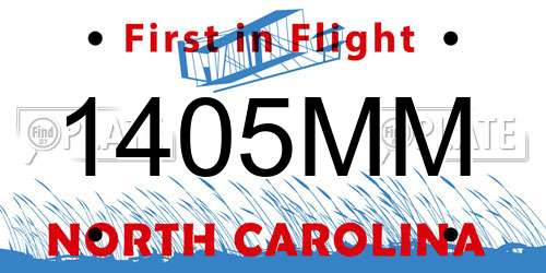 1405MM North Carolina License Plate