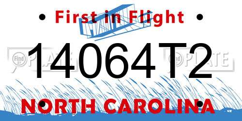 14064T2 North Carolina License Plate