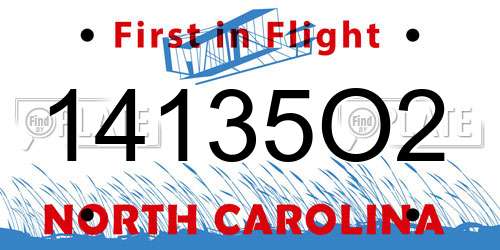 14135O2 North Carolina License Plate