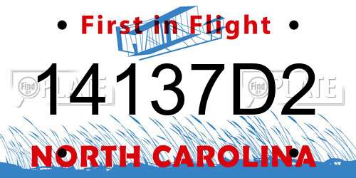 14137D2 North Carolina License Plate