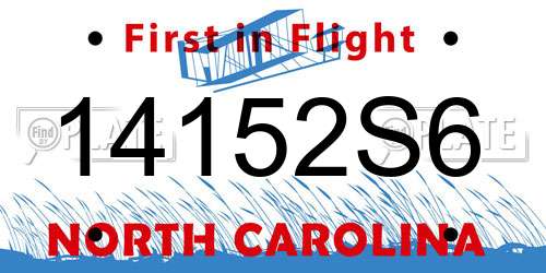 14152S6 North Carolina License Plate