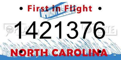 1421376 North Carolina License Plate