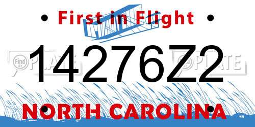 14276Z2 North Carolina License Plate