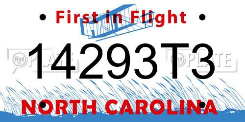 14293T3 North Carolina License Plate