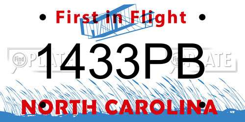 1433PB North Carolina License Plate