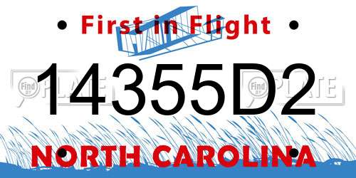 14355D2 North Carolina License Plate