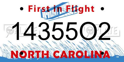 14355O2 North Carolina License Plate