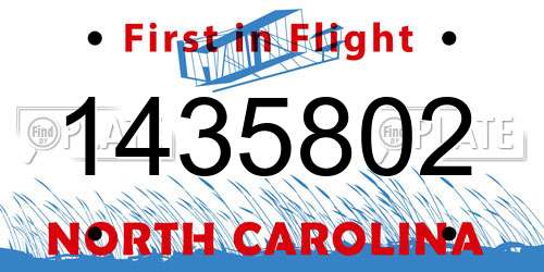 1435802 North Carolina License Plate