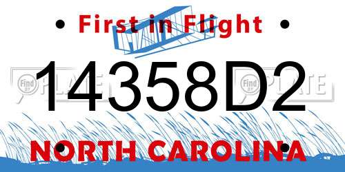 14358D2 North Carolina License Plate