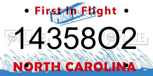 14358O2 North Carolina License Plate