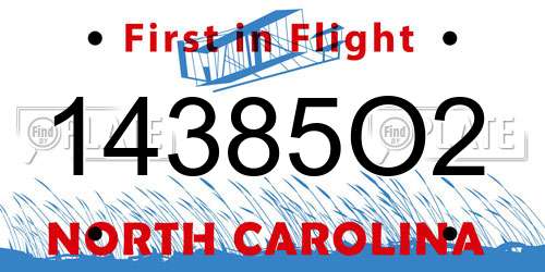 14385O2 North Carolina License Plate